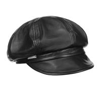 Seeberger Berretto Newsboy in Pelle Cappello Baker Boy Cappellino da Donna L (58-59 cm) - Nero