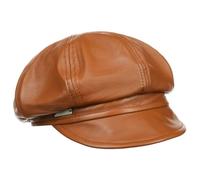 Seeberger Berretto Newsboy in Pelle Donna - Cappellino da Cappello Baker Boy con Visiera, Fodera Autunno Estate Primavera Inverno Estate/Inverno - L (58-59 cm) Cognac