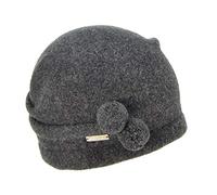 Seeberger Cappello Donna Beanie Lana Cotta | Walkbeanie con Mini Pompon | Taglia Unica | Autunno/Inverno (Grigio Scuro)