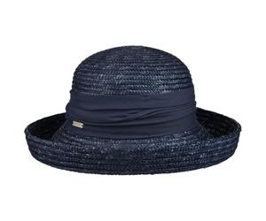 Seeberger Dilara Cappello in Paglia da Donna Berretto con Risvolto Taglia Unica - Blu Scuro