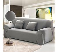 seebesteu Copridivano Elasticizzato 2 Posti con Braccioli Universale in Poliesteri Spandex Copertura Divano Tinta Unita (Grigio)