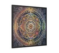 Seed of Life Mandala Sacred Geometry Framed Canvas Wall Art 32x32inch 80x80cm (Square) / Black / 1.25inch 3.175cm