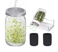 Seed Sprouting Jars - 2pcs 950 Ml Complete Jar Kit Germinating For Growing Broccoli, Alfalfa, Mung Beans, And More(Seeds Not Included)