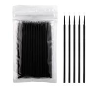 SEEDEW 50 Pezzi Micro Tamponi, Cotton Fioc da 10 cm, Strumenti per Ciglia e Mascara, Spazzole Multifunzionali in Microfibra di Plastica per la Rimozione e la Pulizia (Confezione Semplice) (Nero)