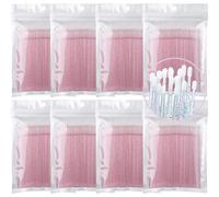SEEDEW 800 Pezzi Micro Tamponi, Cotton Fioc da 10 cm, Strumenti per Ciglia e Mascara, Spazzole Multifunzionali in Microfibra di Plastica per la Rimozione e Pulizia(Confezione Semplice)(Rosa Cristallo)