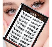 SEEDEW Ciglia autoadesive per la casa, la volpe naturale fai da te, 72 extension per ciglia singole, senza colla, morbide extension per ciglia finte per tutti i giorni (Fox-3-D-8-12 mm) nero)