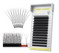 SEEDEW Strette 3D Extensions Ciglia, Curvatura C 0,10mm MIX8-15mm, 12 File/Vassoio, Forma W, Naturale Soffici Ciglia Innestate per Estetiste, Centri Estetici(S3D-Nero-0,10-C-MIX8-15mm) Tipo: S3D