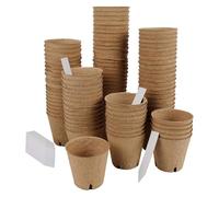 Seedling Pots, 45 Pieces Germination Containers With 30 Labels, Paper Pulp Plant Starter Pots With Drainage Holes, Gardening Nursery Kit For Yard Backyard Balcony Flowers Vegetables Succulents