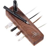 SeedWave Organizer per cavi in legno con portapenne, supporto magnetico per cavi da scrivania con 6 fessure per cavi, supporto adesivo per la gestione dei cavi, organizzatore multiuso per fornitori di