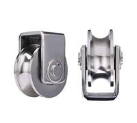 SEEHA Puleggia a U da 2 Pezzi, puleggia for binari ad Alta Resistenza, Rullo direzionale di traslazione in Acciaio Inossidabile 304, for Tubi tondi, rotaia for funi Metalliche, Porta Scorrevole(16mm)