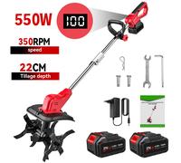 Seeiswork 500W 350RPM Coltivatore elettrico per motozappa Cordless 22CM Scarificatore elettrico Batteria al litio Utensile elettrico da giardino per 21V