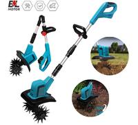 Seeiswork 550W Brushless Elettrico Garden Tiller Tosaerba Rototiller Per La Coltivazione Del Suolo Attrezzo Da Giardino Adatto Per Perni Batteria 21V Blue