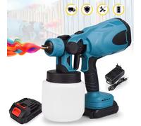 Seeiswork 800ML Pistola a spruzzo elettrica a batteria Spruzzatore di vernice per uso domestico Mobili per auto Rivestimento in acciaio Aerografo per batteria Makita 18V 800ML With 1XBattery
