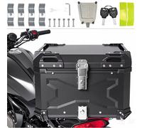Seeiswork Scatola portaoggetti per moto Scatola superiore Portabagagliaio posteriore Universale Nero 55/65L Valigia superiore in alluminio per moto Bauletto posteriore 55L Silver