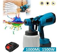Seeiswork1000ML Pistola a spruzzo elettrica a batteria Spruzzatore di vernice ad alta potenza Mobili per auto Rivestimento in acciaio Aerografo per Makita 18VBatteria