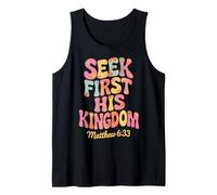 Seek First His Kingdom Matteo 6:33 Retro Bibbia Verse Art Canotta
