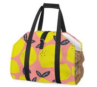 SEEKJOYS Borsa per legna da ardere con motivo a limoni, robusta borsa per il trasporto della legna da ardere, per barbecue e campeggio, Multi, L