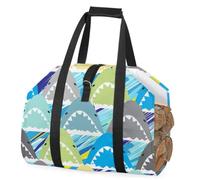 SEEKJOYS Borsa per legna da ardere con motivo a squalo in stile cartone animato, robusta borsa per il trasporto di legna da camino, Koi Sea Heavy Duty Tote Log Holder per barbecue Campin, Multi, L