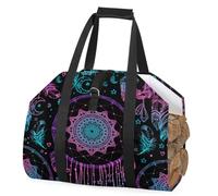 SEEKJOYS Borsa porta legna da ardere con motivo tribale indiano, robusta borsa per il trasporto di legna da ardere con mappa etnica americana, resistente, per barbecue e campeggio, Multi, L