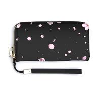 SEEKJOYS Borse per le donne Palme al tramonto Portafoglio lungo da donna con cinturino da polso in pelle PU di grande capacità Multi Card Case Portafogli da donna, Grazioso motivo ciliegia, 8X4 in