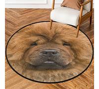 SEEKJOYS Chow Chow Chow - Tappeto per ritratto rotondo da 162,6 cm di diametro, antiscivolo, per interni in stile invecchiato, per soggiorno, sala da pranzo