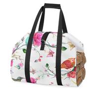 SEEKJOYS Koi Fish Lotus Portalegna da ardere robusta borsa per il trasporto di legna da camino Koi Fish Heavy Duty Tote Log Holder per barbecue campeggio, Multi, L
