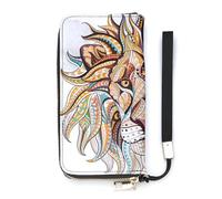 SEEKJOYS Portafoglio da donna con fantasma nave pirata modello portafogli da donna porta carte pochette elegante portafoglio con cinturino da polso lungo borsa da donna per ragazze signore, Leone