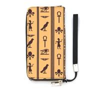 SEEKJOYS Portafoglio da donna con girasole e porta carte di credito, elegante portafoglio con cinturino da polso, borsa lunga da donna per ragazze e signore, Simboli dell'Antico Egitto, 20x10.5cm