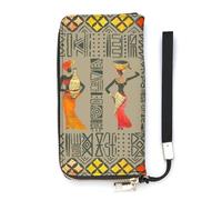 SEEKJOYS Portafoglio da donna con motivo a piume di uccello, grande portafoglio da donna, con porta carte, pochette elegante con cinturino da polso, borsa lunga da donna per carte, monete, Antichi