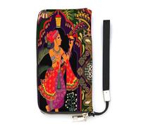 SEEKJOYS Portafoglio da donna con motivo koi e fiori, grande portafoglio da donna, con porta carte, pochette elegante con cinturino da polso, borsa lunga da donna per carte, monete, Giardino tropicale