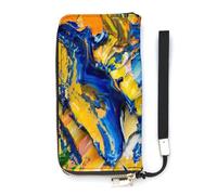 SEEKJOYS Portafoglio da donna con stampa animalier zebrata portafogli porta carte di credito elegante portafoglio con cinturino da polso lungo borsa da donna per ragazze signore, Tavolozza d'artista