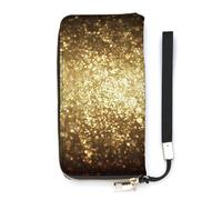 SEEKJOYS Portafoglio da donna giapponese retrò motivo floreale portafogli da donna porta carte frizione elegante portafoglio in pelle con cinturino da polso lungo borsa da donna, Glitter Golden Galaxy