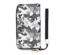 SEEKJOYS Portafoglio da donna quattro stagioni albero acquerelli portafogli da donna porta carte pochette elegante portafoglio in pelle con cinturino da polso lungo borsa da donna, Gary Camo
