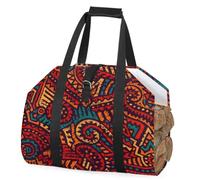 SEEKJOYS Tradizionale modello etnico legna da ardere Portalegna Robusto Camino Borsa per il trasporto del legno Struttura Africana Heavy Duty Tote Log Holder per Barbecue Campin, Multi, L