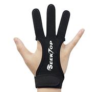 Seektop Guanto da tiro con l'arco a tre dita per tiro e caccia, guanti protettivi in pelle per giovani adulti principianti - XL