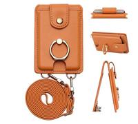 Seelve - Porta carte per telefono, multifunzione, impermeabile, con 2 scomparti per carte di credito, con supporto e cordino staccabile per carte, denaro e carta d'identità, Orange1., Refer to