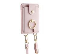 Seelve - Portafoglio adesivo per telefono, impermeabile, multiuso, con 2 scomparti per carte di credito, con supporto e cordino anti-goccia, adatto a tutti i telefoni cellulari, rosa, Refer to