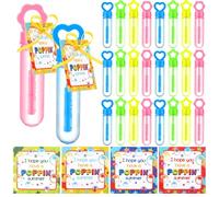 Seematn Set di 24 bacchette per bolle di sapone per l'estate in età prescolare, 14 cm, per il rientro a scuola, bomboniere, con etichette e nastri, regalo per studenti dell'insegnante Poppin Summer