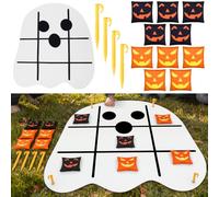 Seenelling Halloween Tic Tac Toe Bean Bag Toss Games Ghost Felt Mini gioco da tavolo per interni ed esterni Cortile Prato Zucca Lanciare Bean Bag per Halloween Adulto Campeggio Festa di Compleanno
