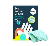SEEP Guanti in gomma ecologici, confezione da 3, guanti da cucina, biodegradabili, realizzati con gomma naturale certificata, guanti multiuso per uso domestico, certificati FSC e commercio equo e