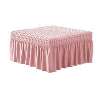 Seersucker Coperture Per Pouf Con Gonna A Volant Fodere Per Poggiapiedi Rettangolari Elasticizzate Copri Panca Da Pranzo Coperture Protettive Per Poggiapiedi Grandi Per Soggiorno Camera(Color:Pink)