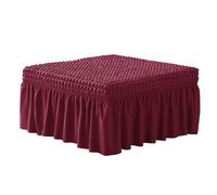 Seersucker Coperture Per Pouf Con Gonna A Volant Fodere Per Poggiapiedi Rettangolari Elasticizzate Copri Panca Da Pranzo Coperture Protettive Per Poggiapiedi Grandi Per Soggiorno Camera(Color:Wine red