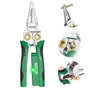 SEESE 8-in-1 Wire Stripper for Electrician: Needle Nose Pliers with Voltage Tester & Dual Alarms - Electrical Pliers for Cutting Wires, Pulling Wires and Crimp Wires