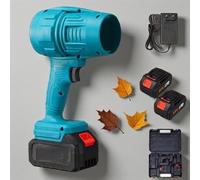 Seese Cordless Leaf Blower, Three Adjustable Wind Speeds Powerful Handheld Blower, Powerful Turbo Jet Blower with Battery and Charger, for Patio Cleaning, Blowing Leaves, Lawn (Blue,Two batteries)