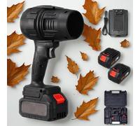 Seese Cordless Leaf Blower, Three Adjustable Wind Speeds Powerful Handheld Blower, Powerful Turbo Jet Blower with Battery and Charger, for Patio Cleaning, Blowing Leaves, Lawn (Black,Two batteries)