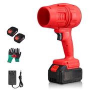 Seese Pro Blower, Seese Cordless Leaf Blower Handheld, Super Power Air Duster, Adjustable Speed, for Patio Cleaning, Lawn Care, Car Cleaning, Blowing Leaves and Dust (Red,Two batteries)