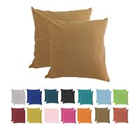 SeeSee Federe Cuscini Divano Made in Italy Set con 2 Federe Copricuscini Cotone Impermeabili Antimacchia con Cerniera Invisibile - 40 x 40 cm - Giallo Traffico