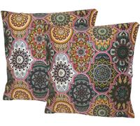 SeeSee Federe Cuscini Divano Made in Italy Set con 2 Federe Copricuscini Cotone Impermeabili Antimacchia con Cerniera Invisibile - 40 x 40 cm - Multicolore Cerchio Etnico