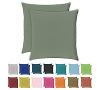 SeeSee Federe Cuscini Divano Made in Italy Set con 2 Federe Copricuscini Cotone Impermeabili Antimacchia con Cerniera Invisibile - 40 x 40 cm - Verde Muschio