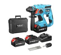 SEESII 2.1J Tassellatore a Batteria: 3-IN-1 SDS-Plus Trapano a Percussione con 2 Batteria e Caricatore, Motore Senza Spazzole, Martello Perforatore Ideale per Fai-da-te e Lavori Edili